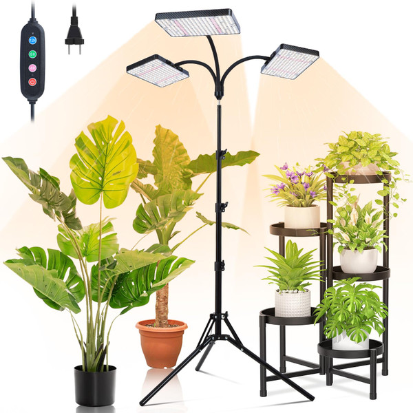 Orchbloom 3Head 75W Standing Grow Lights for Indoor Tall Plants, Monstera