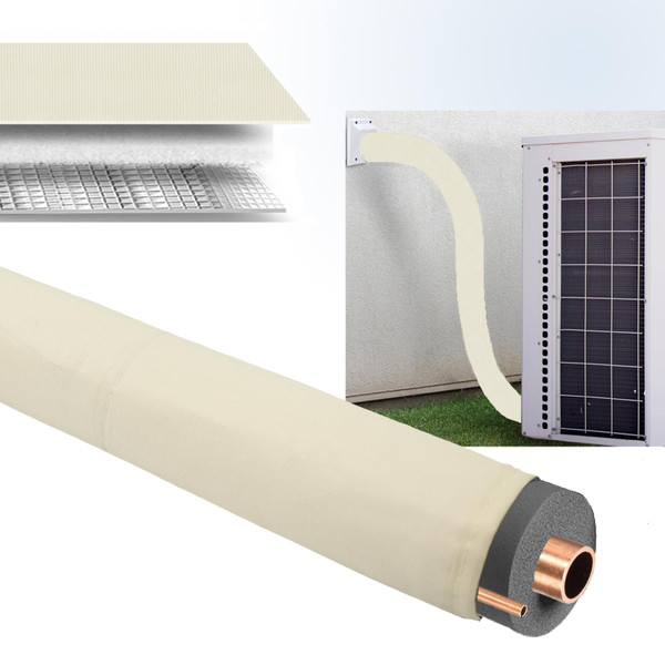 TWAKAP HVAC Copper AC Line Pipe Insulation Cover Outdoor,72x10.2in,Beige