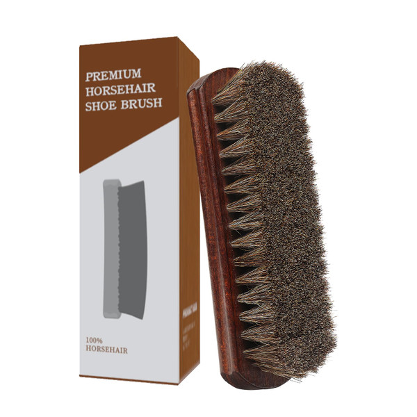 Euvia 100% Horsehair Brush Professional Premium Horsehair Shoe Dauber Applicators for Leather Shoes Boots Coats Purses Soft Horsehair with Wooden Handle for Grip Leather Shine Polish (7" Brush 2pcs)