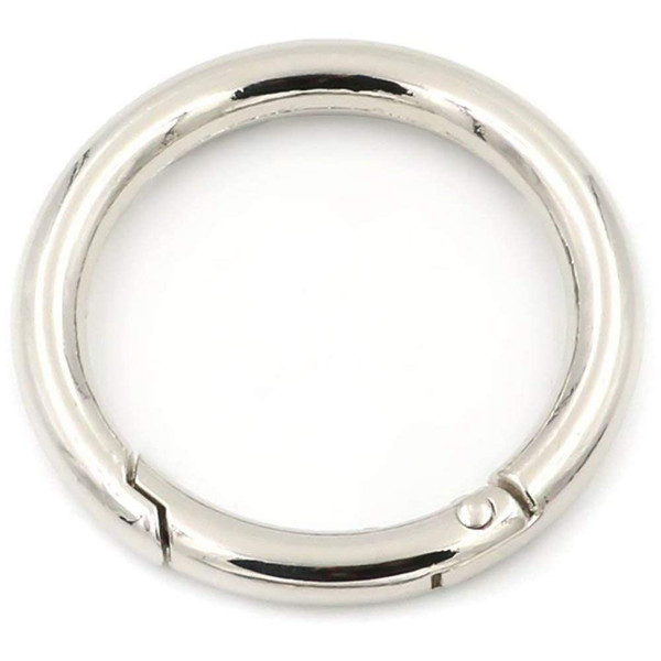 Spring O Rings, 2Pcs Spring Snap Clip Hooks, OD Φ34mm Round Carabiner Snap Clip, Clamp Clasp Keyring Buckle for Bags Purses Handbag Strap (Silver)