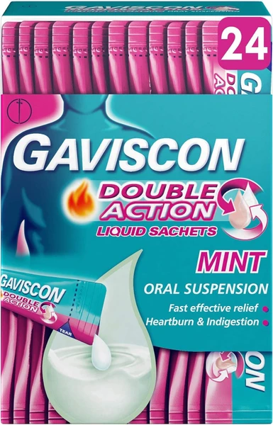 Gaviscon Double Action Mint Flavour Sachets, 24 x 10ml