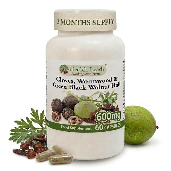 Cloves, Wormwood & Green Black Walnut Hull 600mg | 60 Caps | for Humans | Traditional Three-Botanical Formula | Gut & Digestive Support | Vegan | Additive Free | Health Leads
