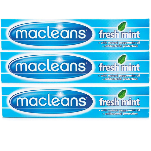3 X Macleans Freshmint Toothpaste 100ml - Antibacterial Formula, Multipack - Mint Flavor for Optimal Oral Care