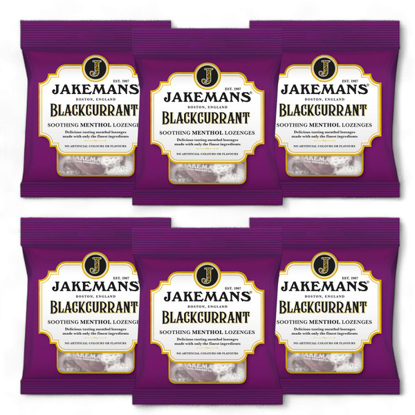 Menthol Sweets - 6 Bags Blackcurrant (73g) - Chest & Throat Soothing Menthol lozenges
