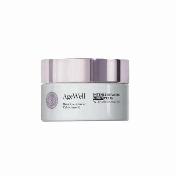 AgeWell Intense Repairing Night Cream with 2% Bakuchiol, Anti-Ageing Night Cream, Intense Moisturization, Anti-Wrinkle, Lightweight, All Skin Types, 50ml