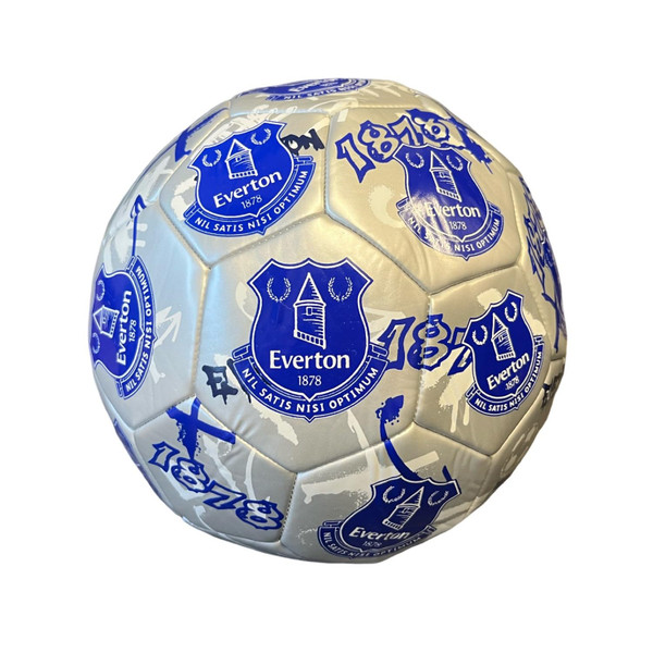 Everton Football Club Official Size 5 Graffiti Football, Blue and Silver
