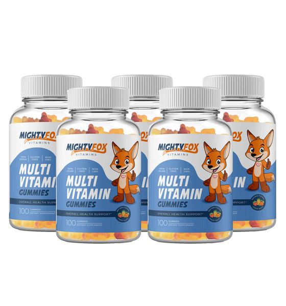 Kids Multivitamin Gummies - Non-GMO, Gluten-Free, Vegan Multivitamin Gummies w/Vitamin C, B3, B5, B6, B12, Zinc (100 Count, 5 Pack) – Fruity Toddler to Teen Gummy Vitamins for Kids