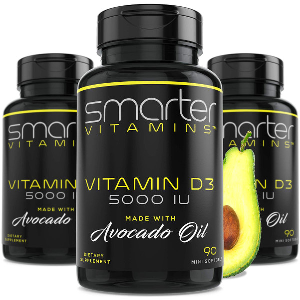 3 Pack Vitamin D3 5000 IU with Avocado Oil, 125 mcg, 270 Mini Softgels