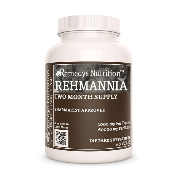Remedy’s Nutrition Rehmannia Root - 1,000 mg, 60 Vegan Capsules Herbal Dietary Supplement - 2 Month Supply