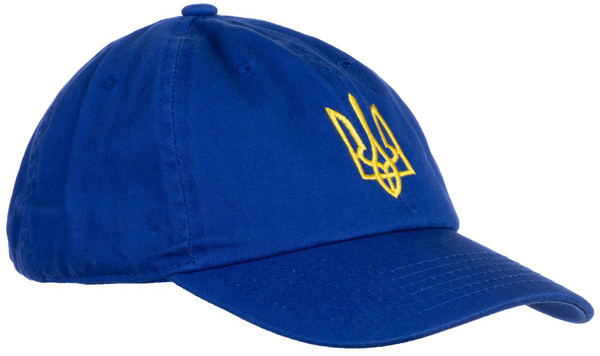 Ann Arbor T-Shirt Co. Ukrainian Tryzub Hat - Ukraine Pride, Trident Coat of Arms Symbol Low Profile Baseball Dad Hat for Men & Women - (Royal Blue)