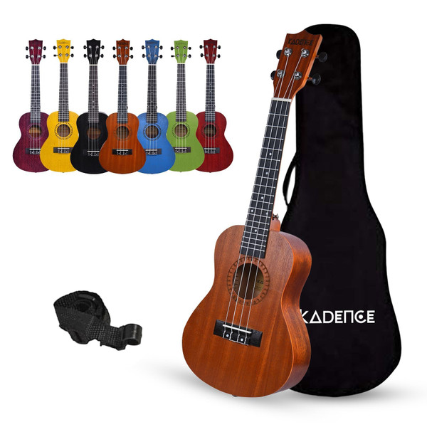 Kadence UKTWC Concert 23" Acoustic Ukulele | Sapele Wood | Comes with Bag | Includes Learning Course | Brown
