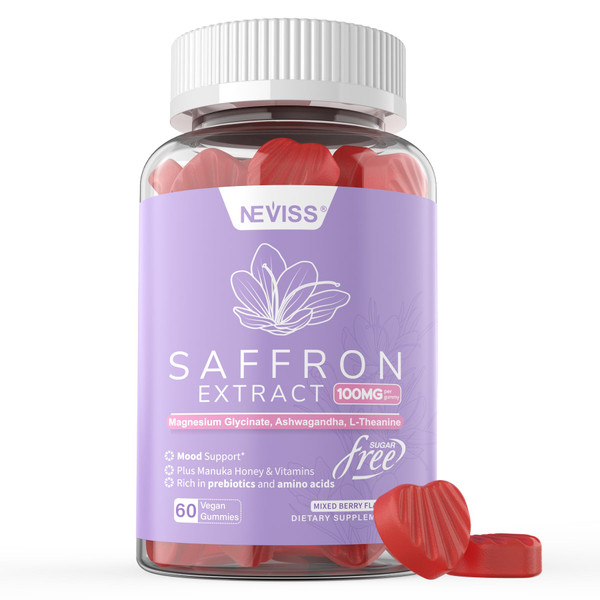 Saffron Supplements + Magnesium Glycinate + L-Theanine -Mood+Energy Gummies