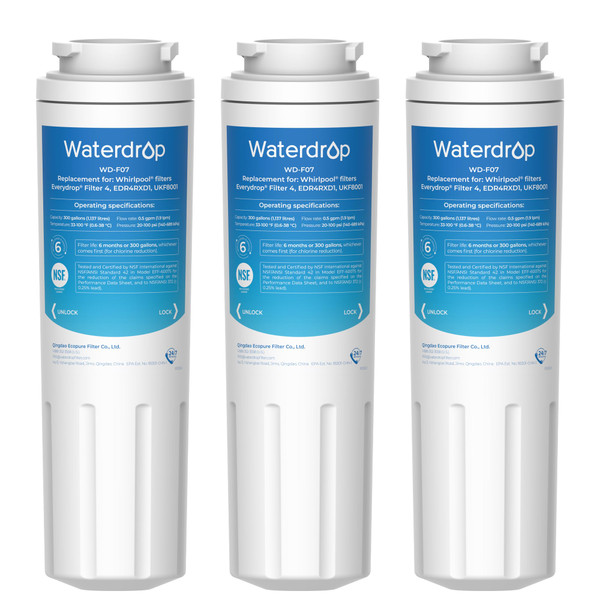 Waterdrop UKF8001 Refrigerator Water Filter 4, 3 Pack