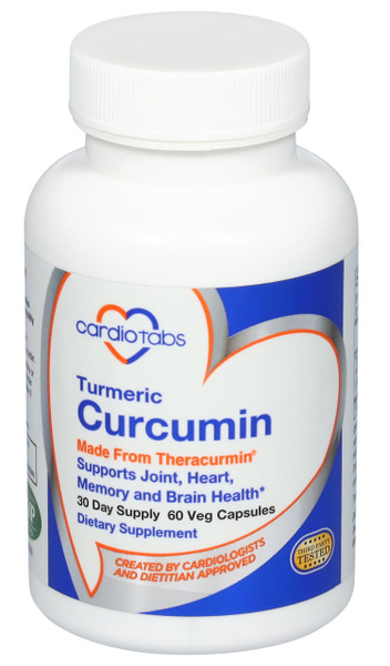 CardioTabs Curcumin from Theracurmin (600mg) - Joint, Heart, Memory & Brain Supplement, Highly Absorbable Curcumin Supplements, 60 Vegetarian Curcumin & Turmeric Capsules, 30-Day Supply