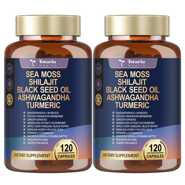 Totaria 25-in-1 Sea Moss Capsules, 120 Capsules per Bottle, 2 Bottles