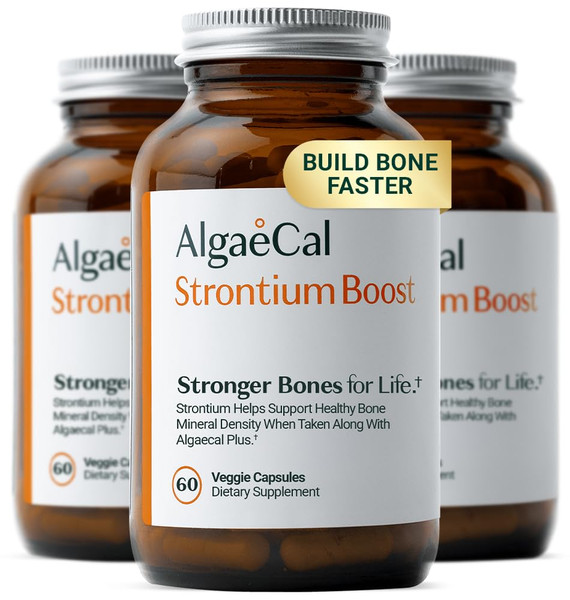 AlgaeCal Strontium Boost for Bone Density & Strength, 60 Caps, 3 Packs