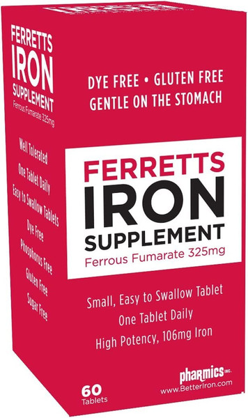 Ferretts Iron Tablets 325mg Ferrous Fumarate 4 Pack (240 Total)