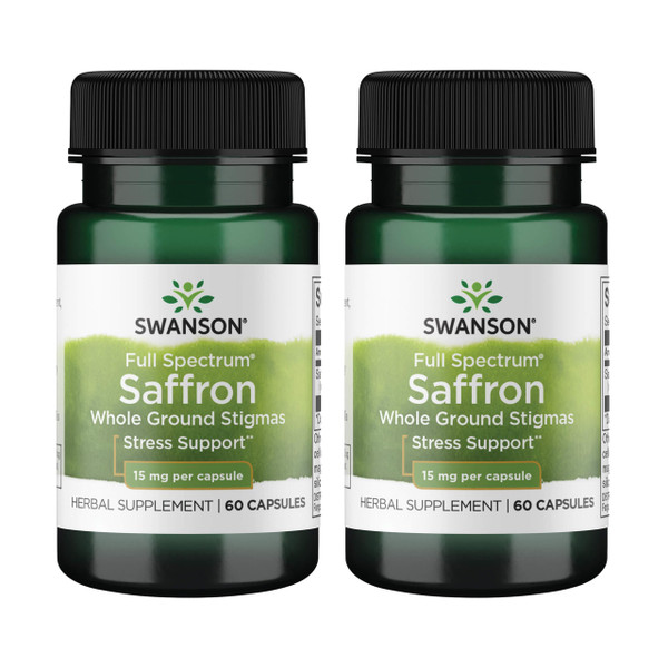 Swanson Full Spectrum Organic Spanish Saffron, 15 mg, 60 Veg Caps, 2 Pack