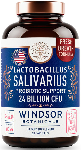 Lactobacillus Salivarius Probiotic - 24bn CFU L Salivarius Dental Probiotics for Teeth and Gums - Bad Breath Treatment for Adults, Immune Support, Digestive Health - 60 Oral Probiotic Capsules