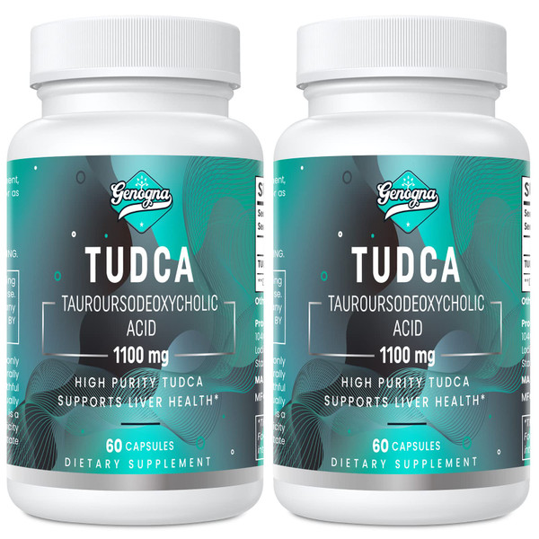 Genogna TUDCA 1100mg-Liver Support Supplement for Detox Cleanse, 2 Pack