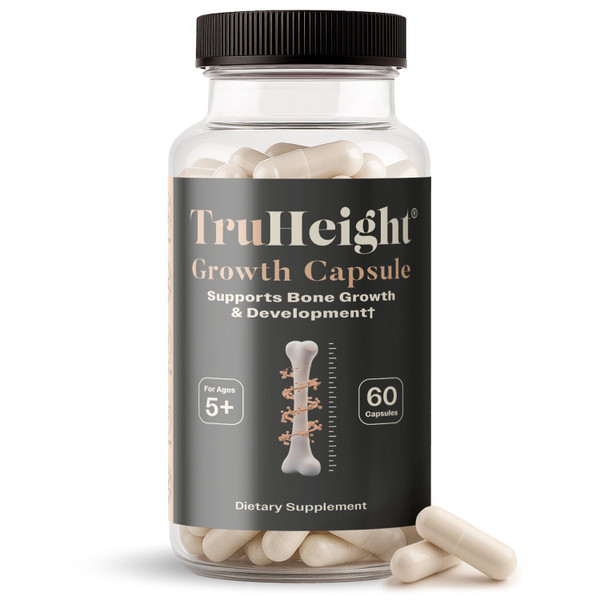 TruHeight Growth Capsules - Tall Nutrition for Natural Growth Supplement for Kids & Teens - Pediatric Vitamin D, K, Calcium & Ashwagandha - Kids Vitamins D3 K2 Pills, Taller Ages 5+ (Pack of 2)