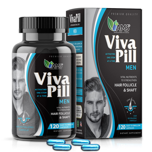 America Medic & Science VivaPill for Men (120 Capsules) Vitamins for Hair, Skin and Nails | Revitalizing Formula Pills with Biotin, Dietary Supplement for Hair Growth with Collagen and Keratin