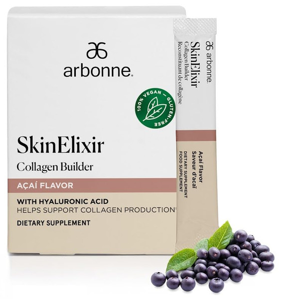 SkinElixir Collagen Powder Builder – Açaí Flavor, by Arbonne – 30 Sticks