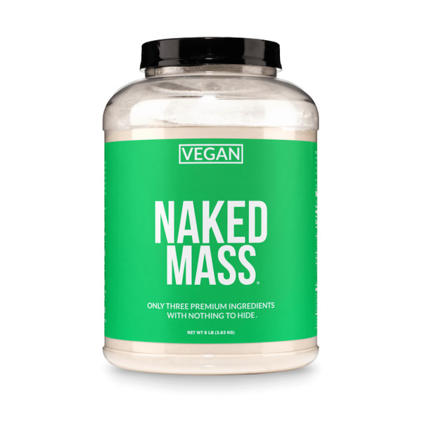 NAKED Vegan Mass - Natural Vegan Weight Gainer Protein Powder - 1,230 Calories, NSF Certified, Non-GMO, Soy & Gluten Free, No Artificial Ingredients - 8LB Bulk - 11 Servings