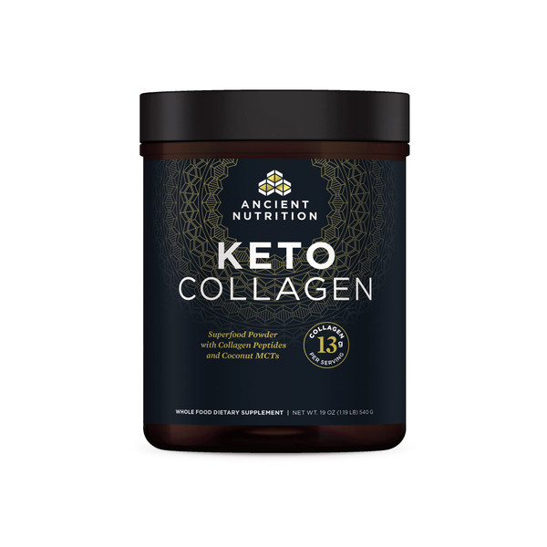 Ancient Nutrition Keto Collagen Powder Drink Mix, Keto Diet Supplement with MCT, Hydrolyzed Collagen Peptides to Support Healthy Skin and Joints, 30 Servings, 19 oz (Packaging May Vary)