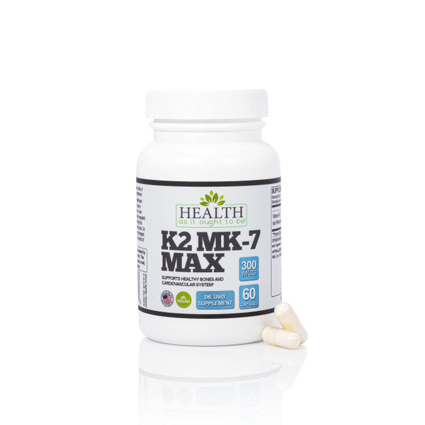 Health As It Ought To Be Vitamin K2 MAX MK-7 300mcg | 60 Capsules