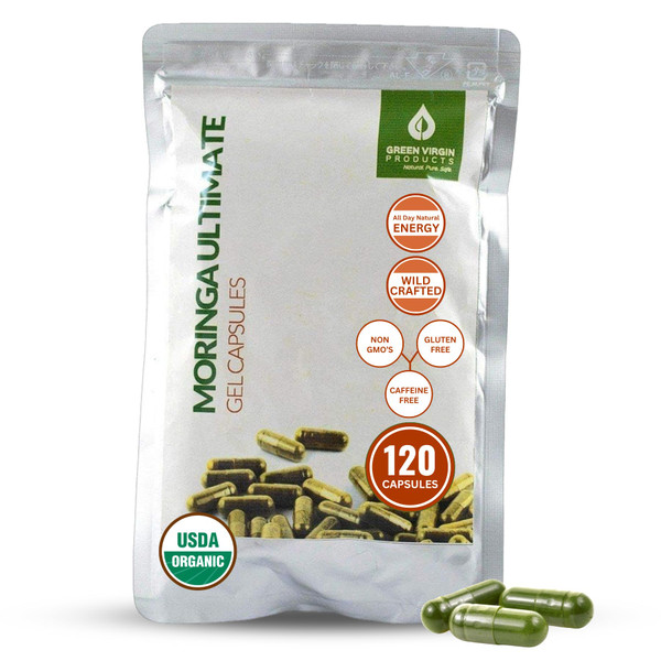 Green Virgin Products Moringa | 90 Vegan Capsules | Certified Organic | Pure Moringa Leaf Powder