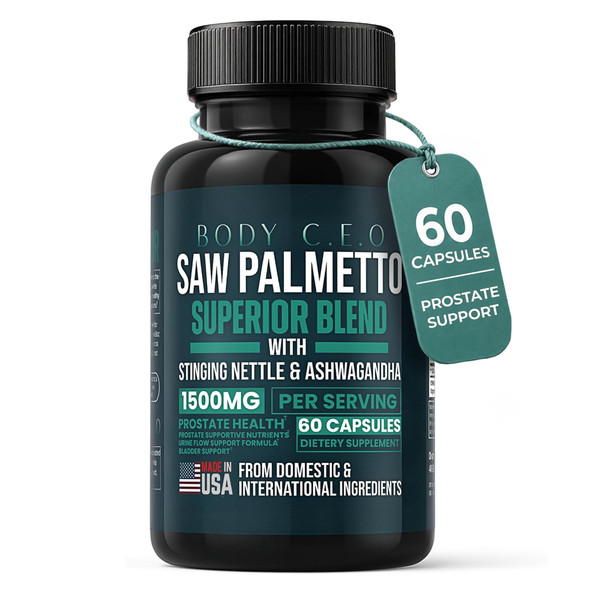 Body C.E.O. Saw Palmetto for Men 1500mg for Prostate Health, 60 Capsules