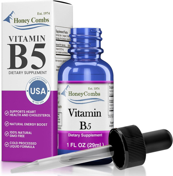 HoneyCombs Vitamin B5 Liquid Drops Pantothenic Acid, 1oz