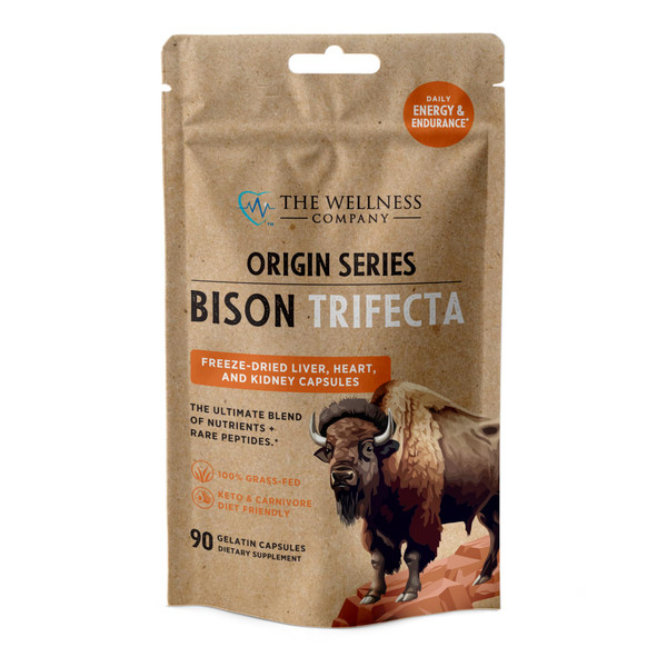 Bison Trifecta, 100% Grass-Fed Freeze-Dried Organs for Skin & Energy, 90ct