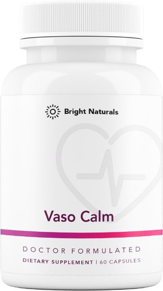 Bright Naturals Vaso Calm - Healthy Blood Balance Supplement - Features Fermented Garlic, Celery and Grape Seed Extract, Hibiscus, and Vitamin K2 - Made in the USA, 60 Capsules