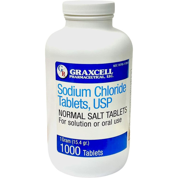 Sodium Chloride Tablets 1gm | Electrolyte Salt Pills for POTS Syndrome and Dysautonomia Support | Rapid Rehydration, Natural Ingredients | (15.4gr.) | 1000 Count | Made in The USA
