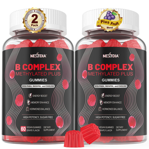 Nextdia B Complex Gummies for Men & Women, Methylated B Vitamins, 120 Ct