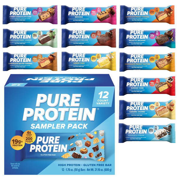 Pure Protein Variety Pack, 20g High Protein, 12 Ct, Gluten-Free, Low Sugar