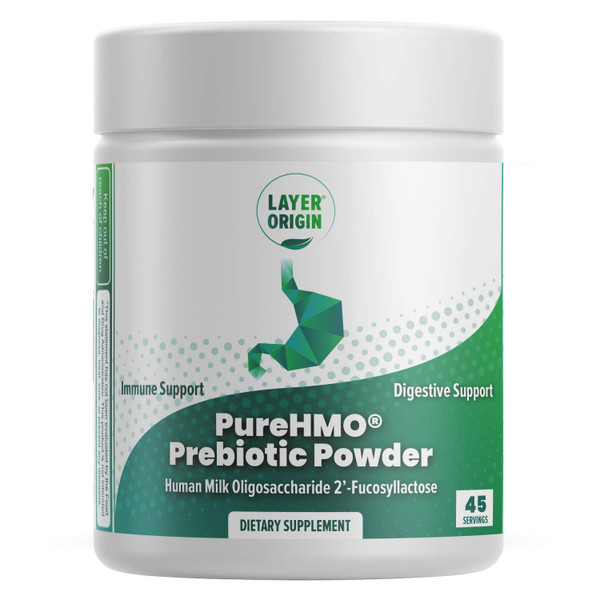 Layer Origin PureHMO Human Milk Oligosaccharide (HMO 2'-FL) Prebiotic Fiber Powder - Feed 200 Billion Probiotics/Scoop, 45 Servings