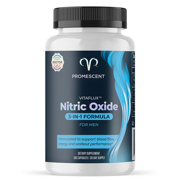 Promescent VitaFLUX Nitric Oxide Supplements for Men, Fast Acting Male Enhancing Pills for Stamina, Size & Performance, L-Arginine L-Citrulline L-Carnitine (30 Servings)