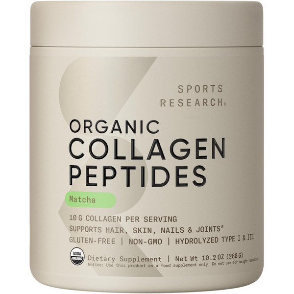 Sports Research® Organic Collagen Peptides w/Matcha Green Tea - 10.2oz