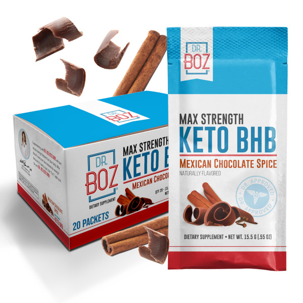 Dr. Boz Keto BHB Powder, Mexican Chocolate Spice Exogenous Ketones, 20 Ct