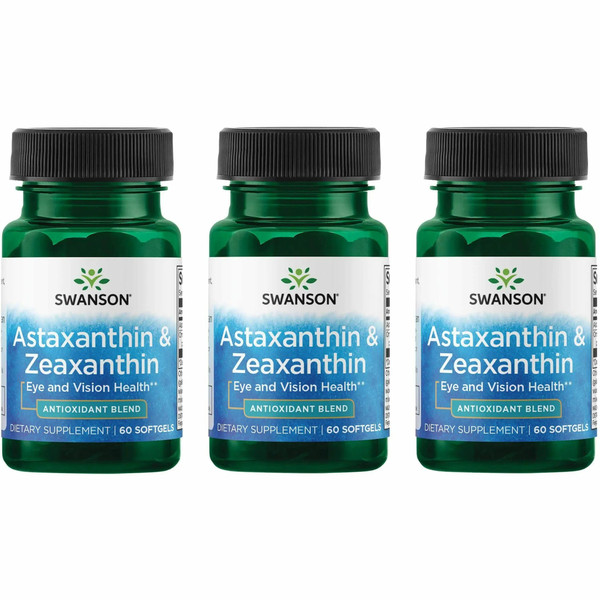 Swanson Astaxanthin & Zeaxanthin Eye Health Supplement, 60 Softgels, 3 Pack