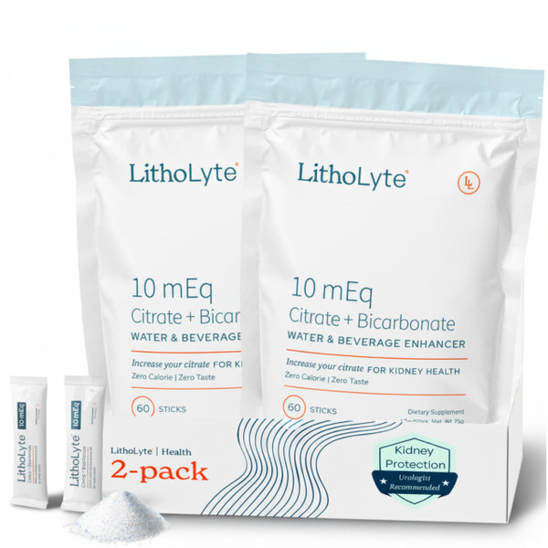 LithoLyte 10mEq | Water & Beverage Enhancer for Kidney Health | Citrate & Electrolytes for Kidney Protection | Science-Based Support Beyond Cleanse, Detox, or Stone Dissolver Supplements | 120 Sticks