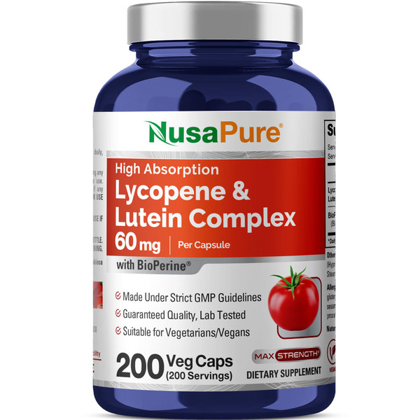 Lycopene & Lutein Complex, Non-GMO, 60mg, 200 Veg Capsules - 200 Servings