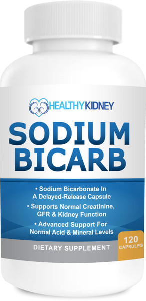 Sodium Bicarbonate 650mg Capsules Delayed Release for Supporting Normal Kidney Function & Kidney Health Supplement. Sodium Bicarbonate Designed for Kidney Support, Acid Relief, Alkalinity 120 Pills