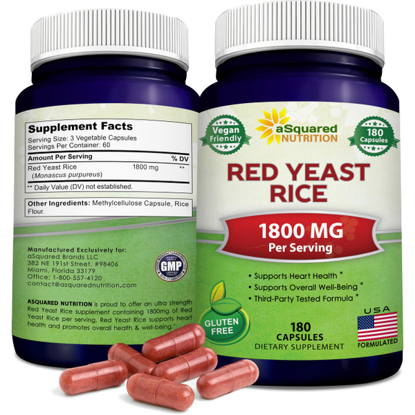 Red Yeast Rice - 1800mg Per Serving - Extract Supplement - 180 Capsules