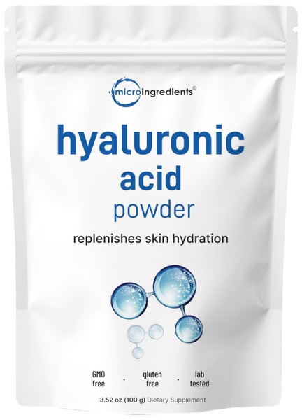 Hyaluronic Acid Serum Powder, 100 Grams | Low Molecular Weight, Cosmetics Grade | Skin Hydration and Moisture Support Supplements | Vegan, Water Soluble (Within 2 Hours)