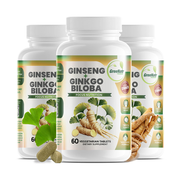 Ginko Biloba & Panax Ginseng Supplement - Red Ginseng Brain Supplement