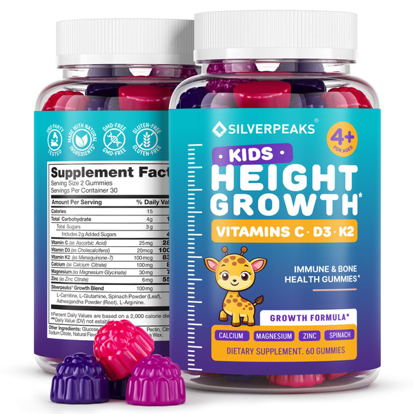 SILVERPEAKS Bone & Natural Growth Support Gummies for Kids & Teens - 60 pcs